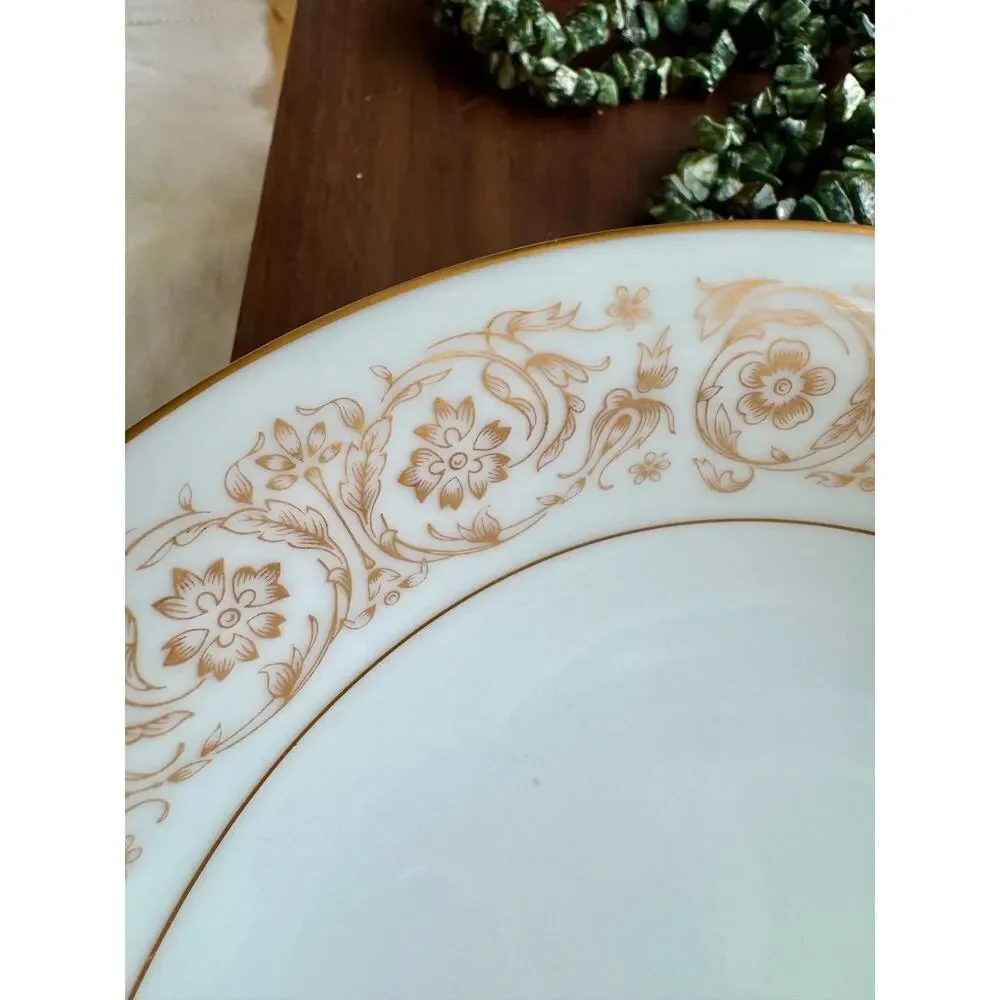 Noritake Raphael 6679 Rim Soup Bowls Set of 7 Japan Gold Scroll Floral Vintage